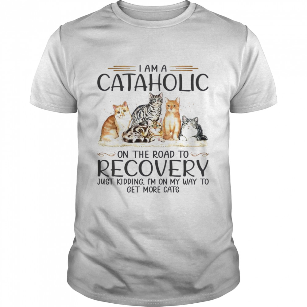 I am a cataholic on the road to recovery just kidding i’m on my way to get more cats shirt