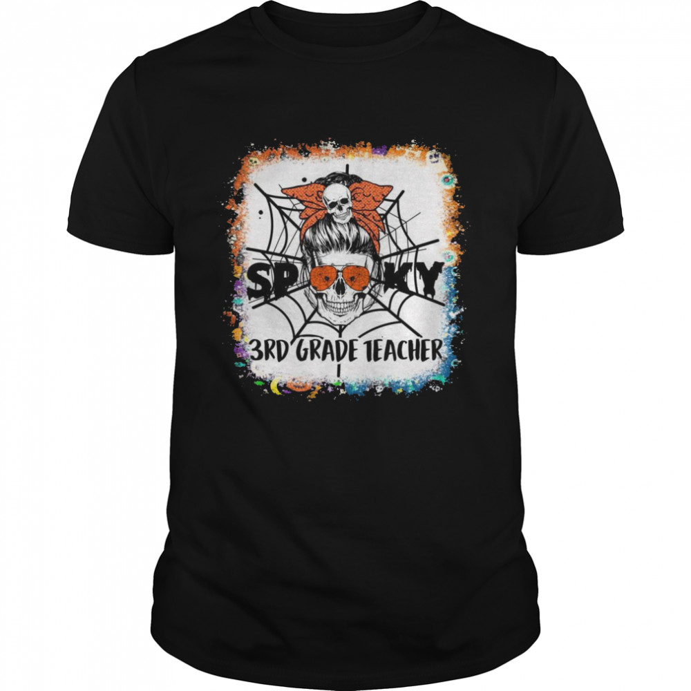 One Spooky 3rd Grade Teacher Sugar Skull Halloween Costume Shirt