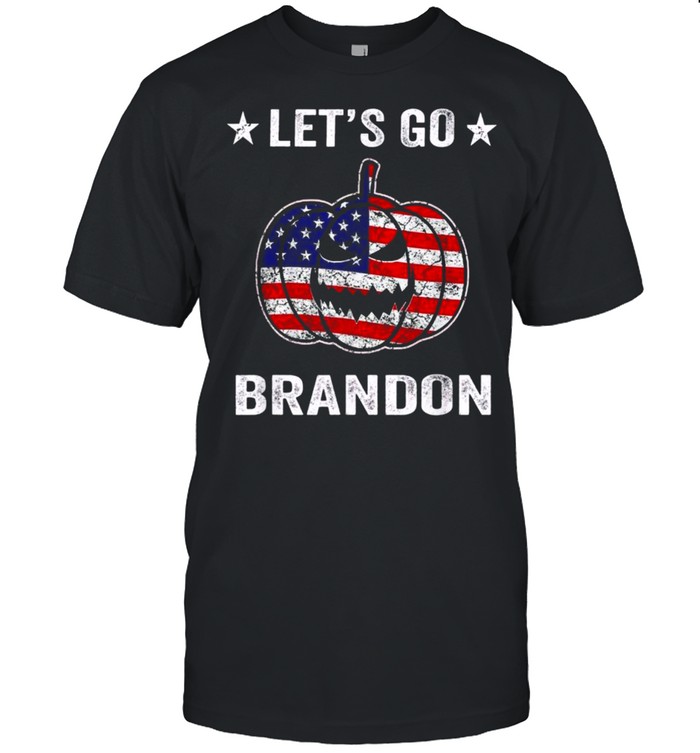 Let’s Go Brandon Impeach Biden Halloween Pumpkin USA Flag Tee  Classic Men's T-shirt