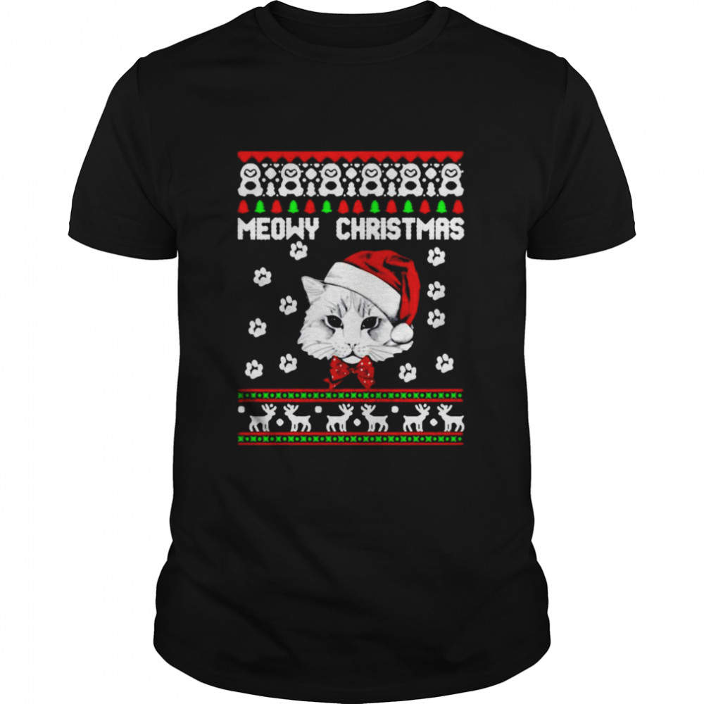 Awesome Cat Meowy Christmas Shirt