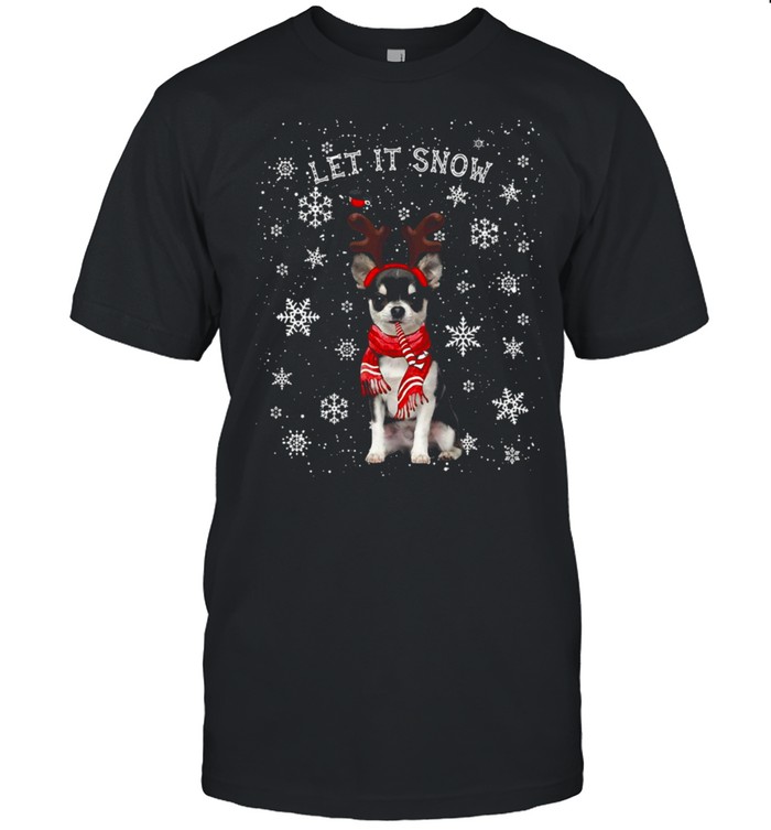 Let It Snow Black Chihuahua Dog Christmas T-shirt