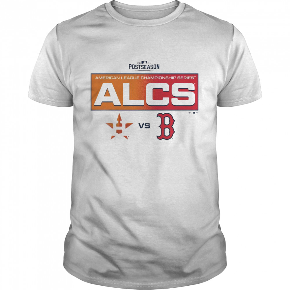 Official mlb 2021 houston astros vs boston red sox fanatics branded 2021 alcs matchup batter’s box t-shirt