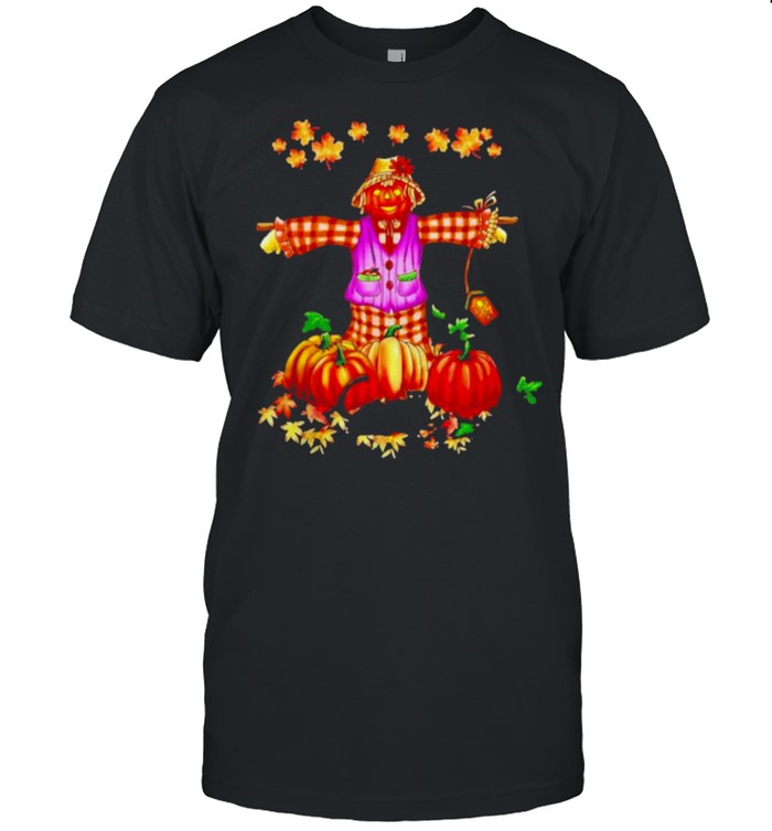 Scarecrow Autumn Hello Fall Pumpkin Thanksgiving Halloween Shirt