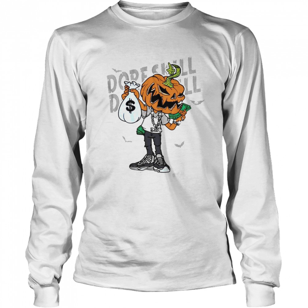Pumpkin Halloween Match Jordan Cool Grey shirt Long Sleeved T-shirt