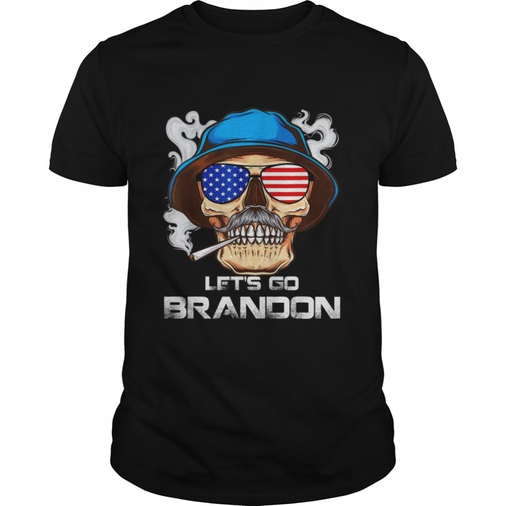 Skull Smoking Lets Go Brandon Lets Go Brandon American Flag shirt