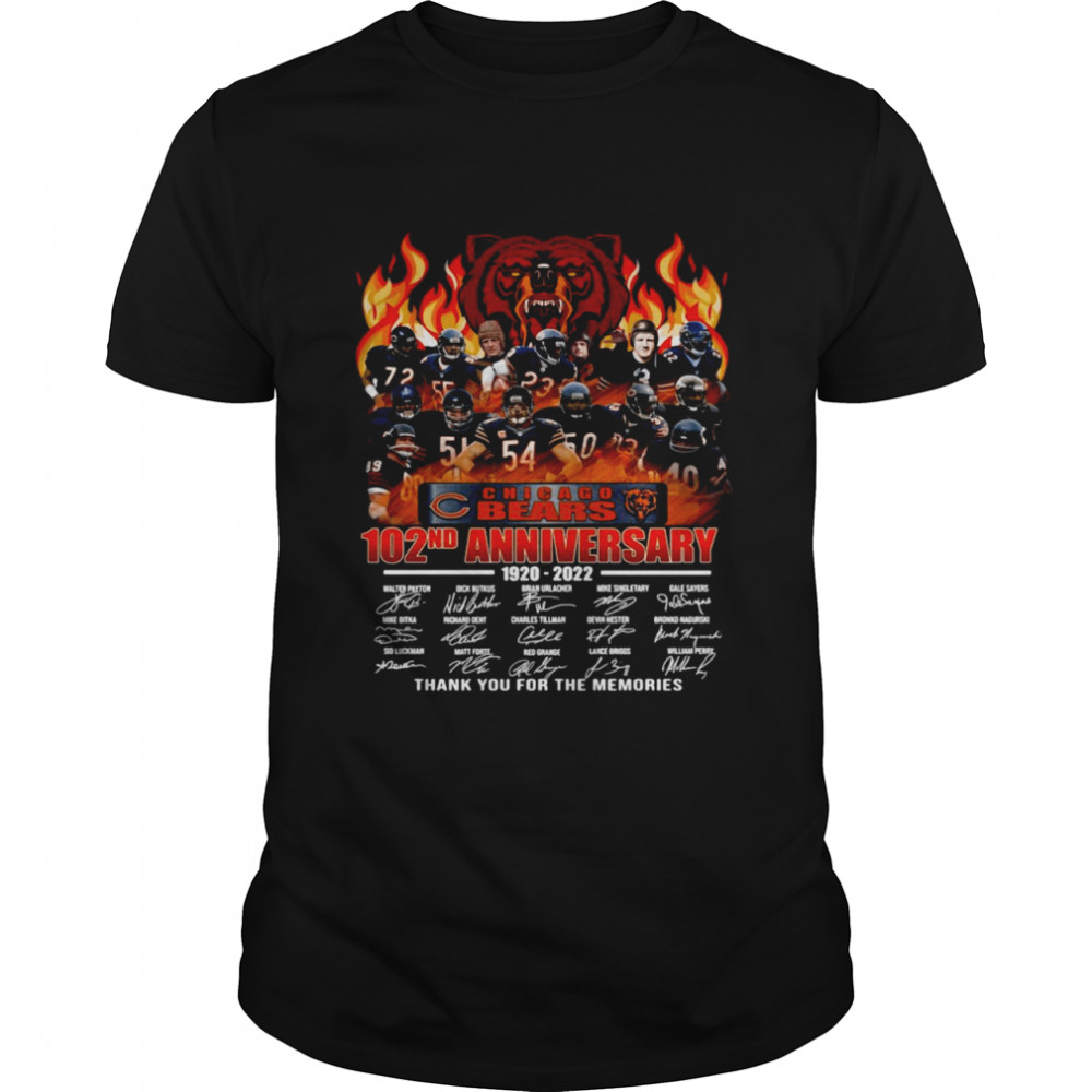 Chicago Bears 102nd Anniversary 1920-2022 Signature Thank You For The Memories Shirt