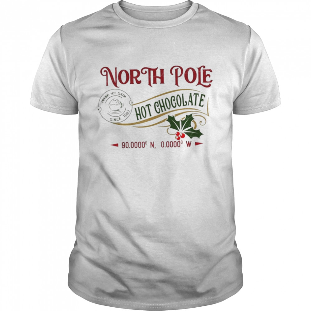 North pole hot chocolate christmas coffee pajamas shirt