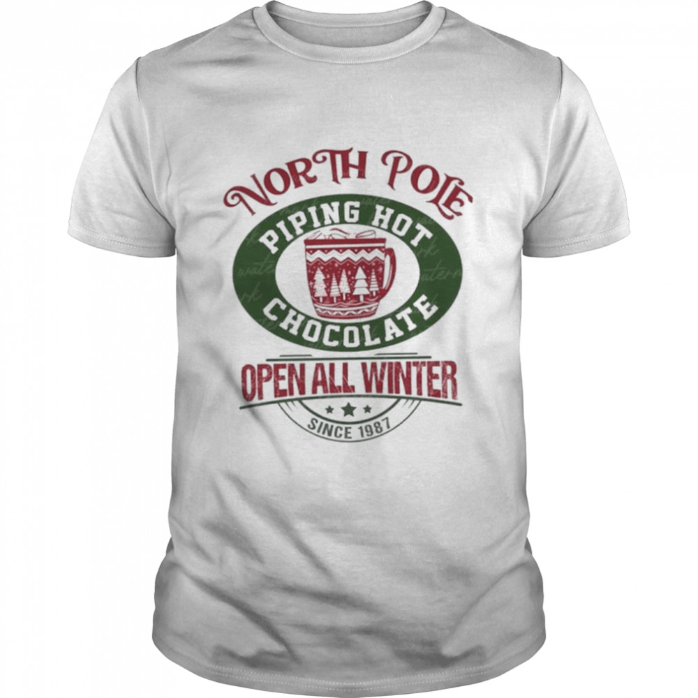 North pole piping hot chocolate merry christmas shirt