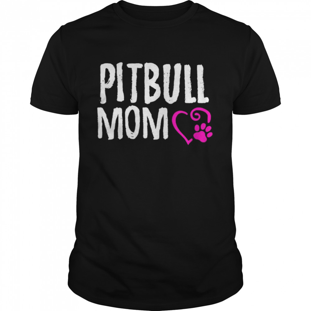 Pitbull Mom Paw Heart Shirt