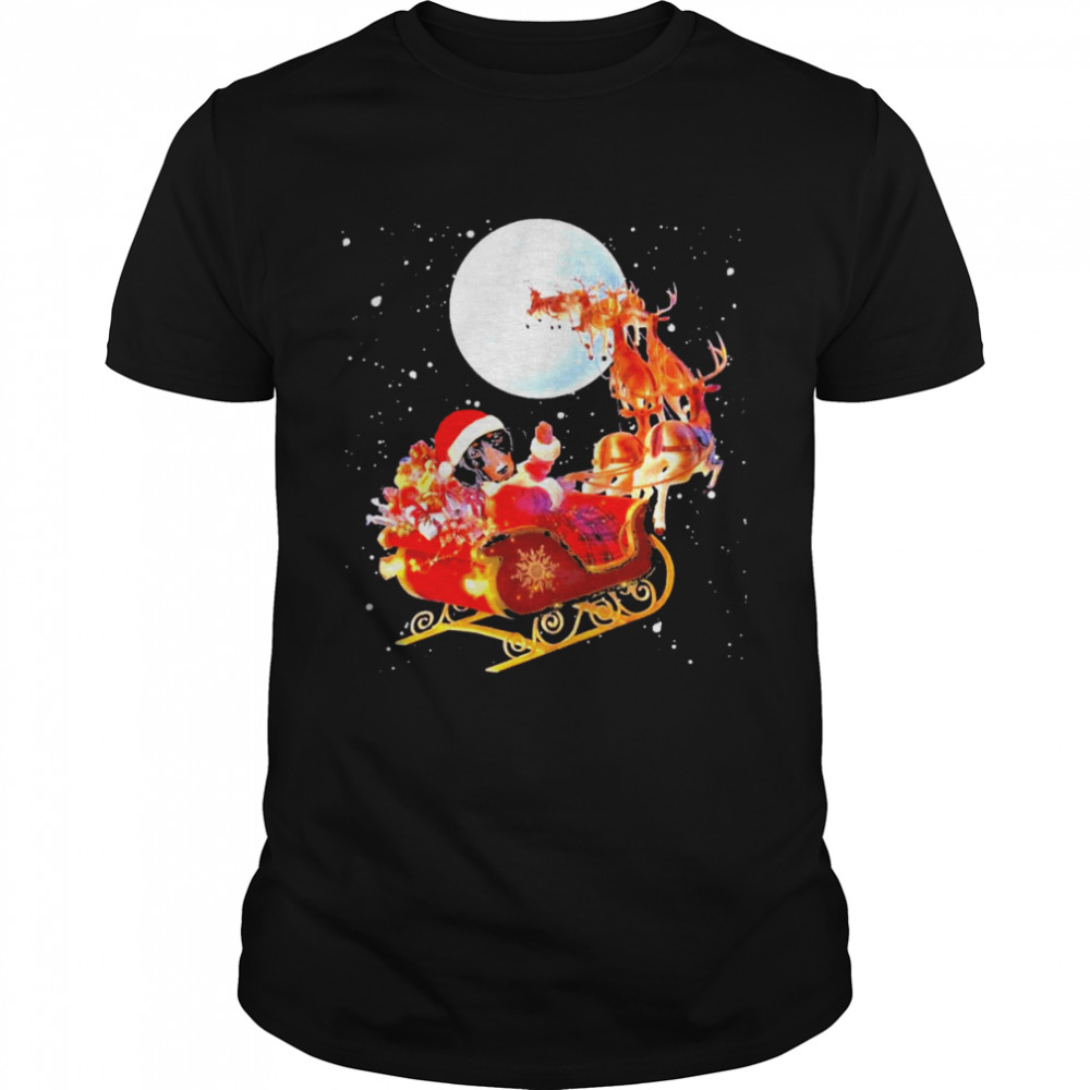 Santa dachshund reindeer merry christmas shirt