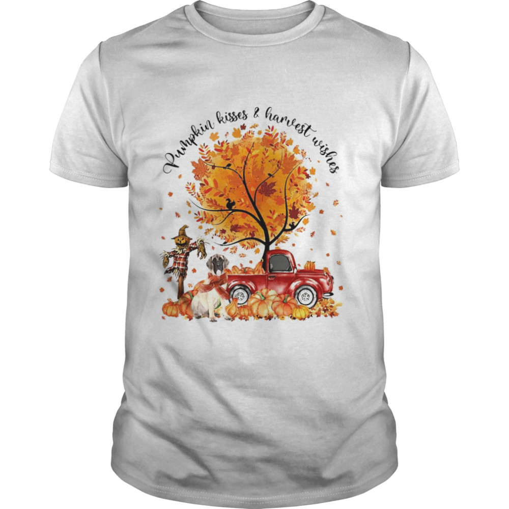 English Mastiff Dog Pumpkin Kisses And Harvest Wishes Halloween T-shirt