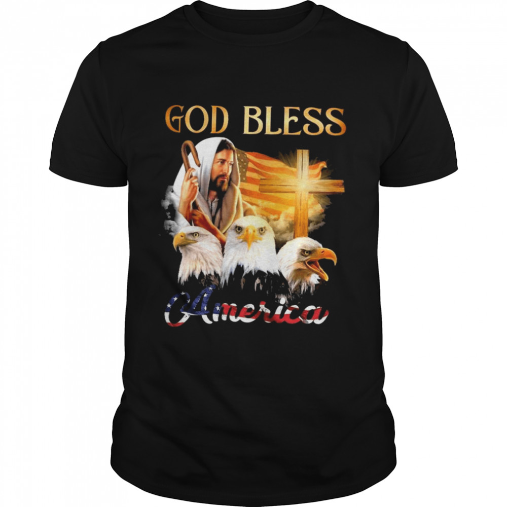 Jesus and Eagles God Bless America flag shirt