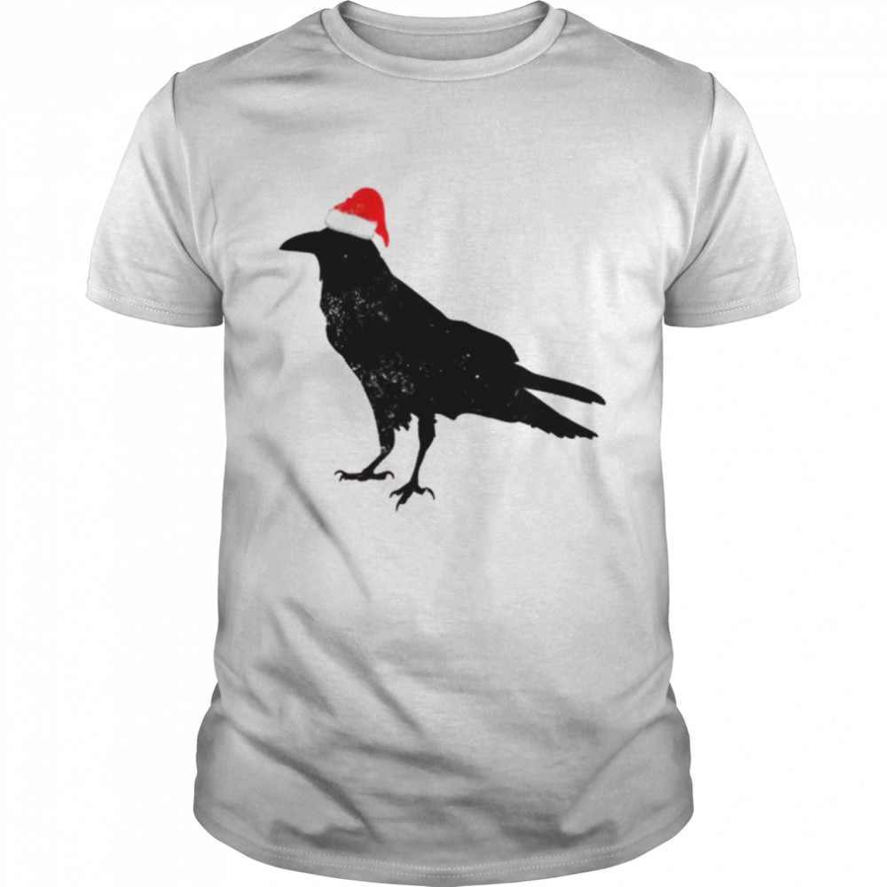 Christmas Pajamas Raven Santa Hat Shirt