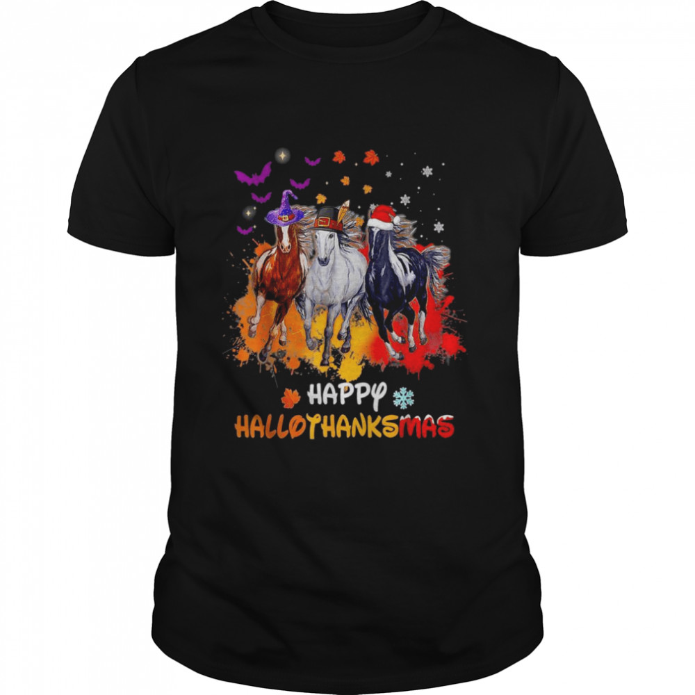 Horse Happy HalloThanksMas Halloween Merry Christmas Shirt