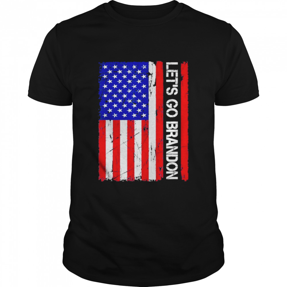 Let’s go brandon chant conservative anti liberal us flag impeach biden t-shirt