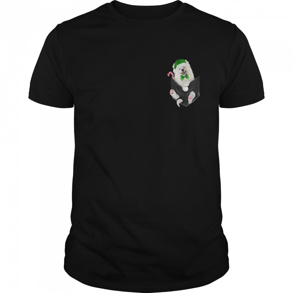 Samoyed Elf Hat In Pocket Christmas Dogs Pajama Shirt