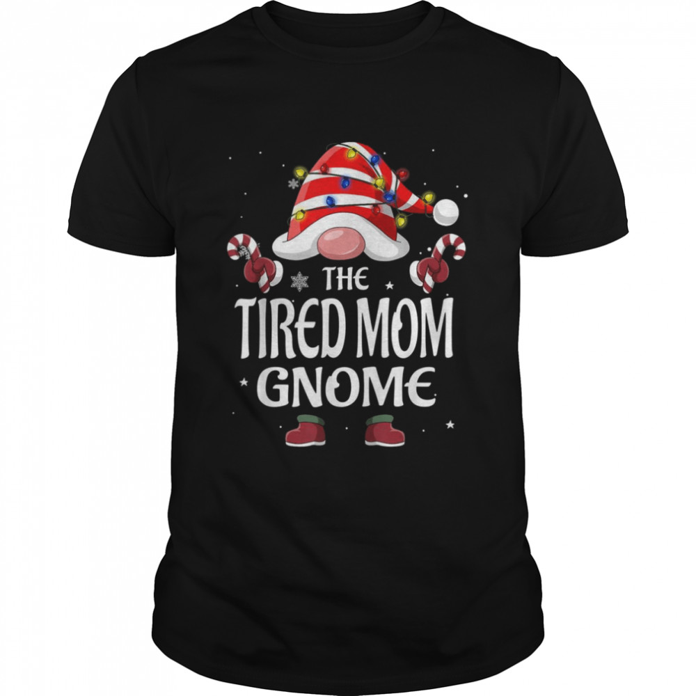 The Tired Mom Gnome Tree Light Buffalo Plaid Christmas Shirt