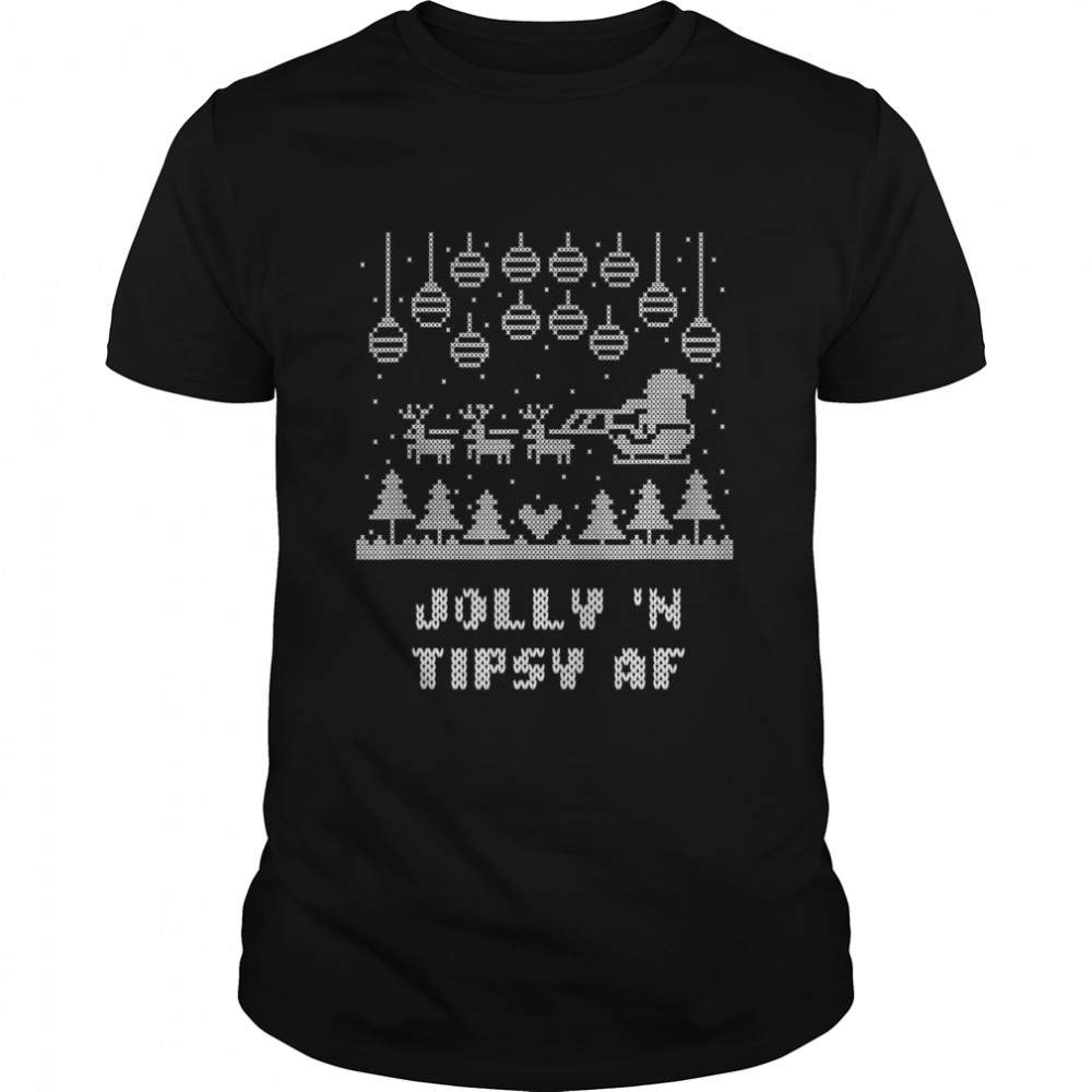 Jolly ‘N Tipsy AF Christmas Beer Xmas Booze Drinking Shirt