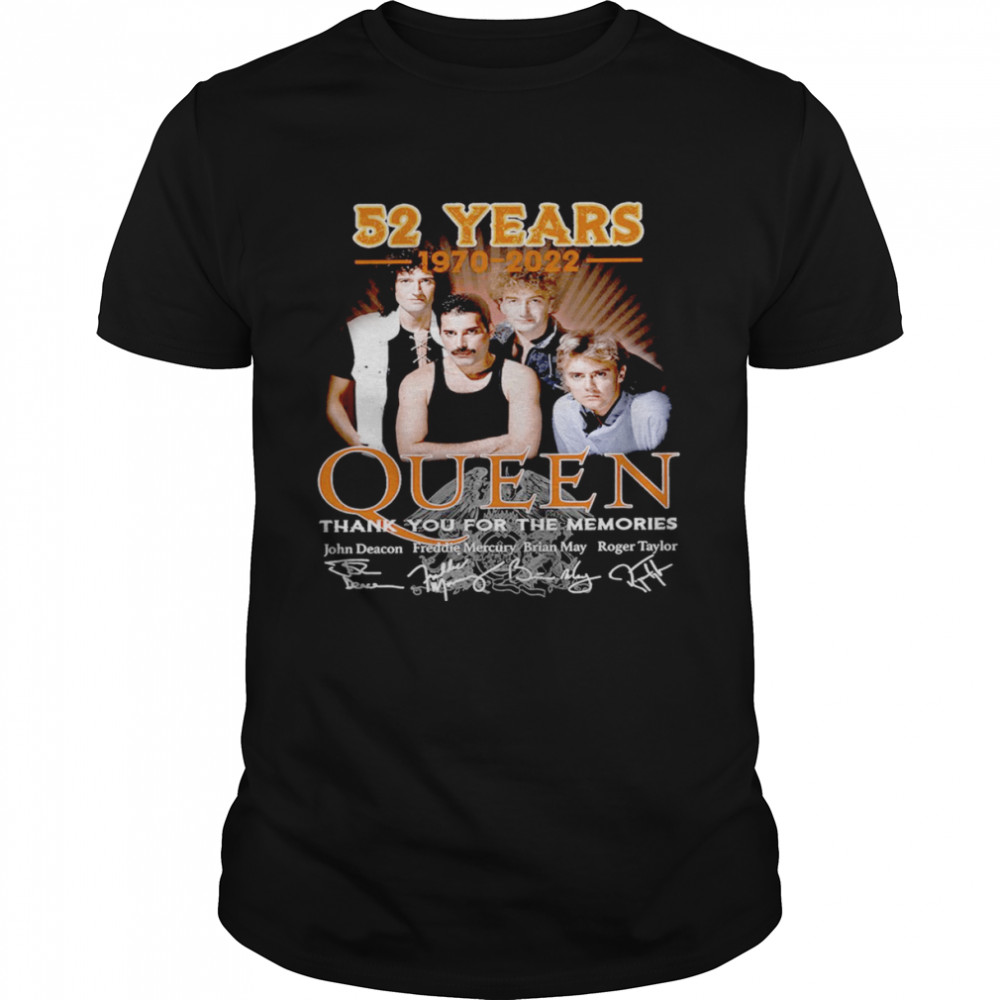 52 years 1970 2022 queen thank you for the memories shirt