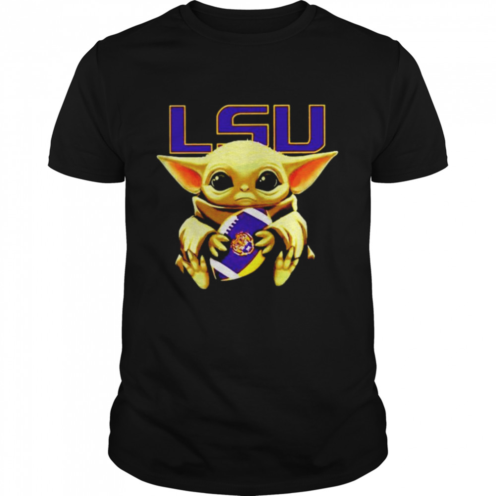 Baby Yoda Hug LSU Tigers Logo shirt