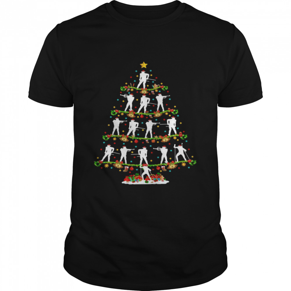 Biathlon Xmas Lighting Santa Biathlon Christmas Tree Shirt