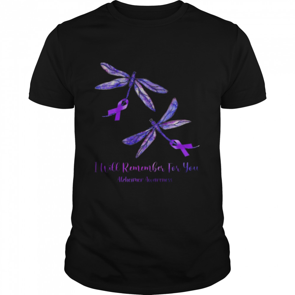 Butterfly I will remember for you Alzheimers Awareness Purple Shirt