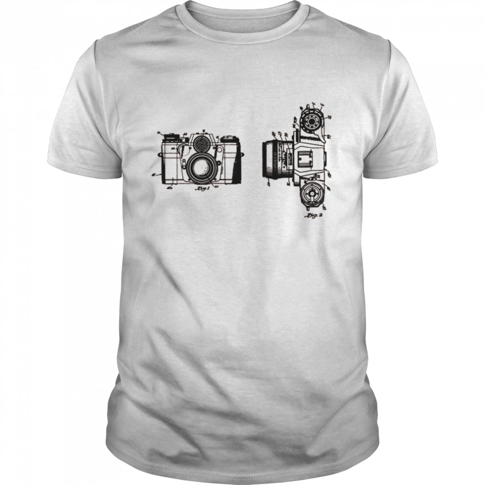 Camera Blueprint Vintage Patent Photography Photographer Shirt