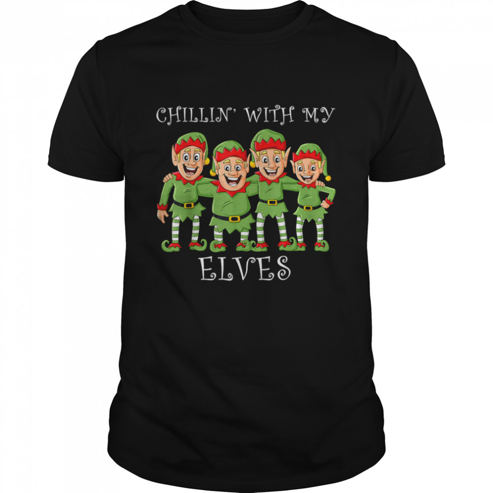 Christmas Chillin With My Elves Boys Xmas Elf Shirt