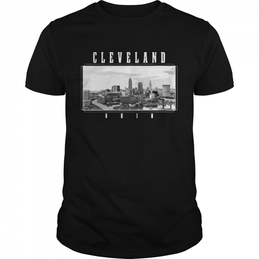 Cleveland Ohio Skyline Pride Black White Vintage Shirt