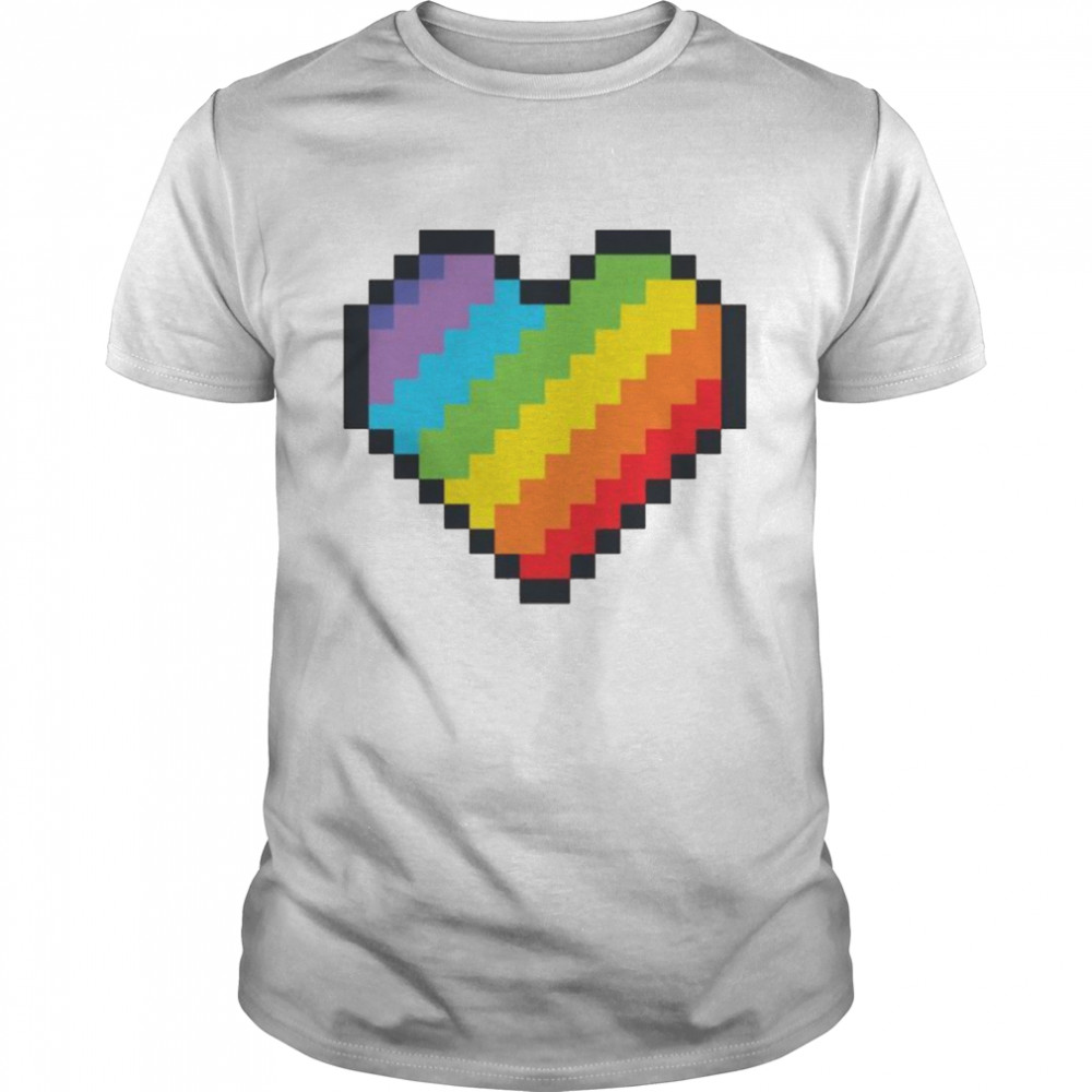 LGBT Pride Rainbow Pixel Art Heart Gaymer Shirt