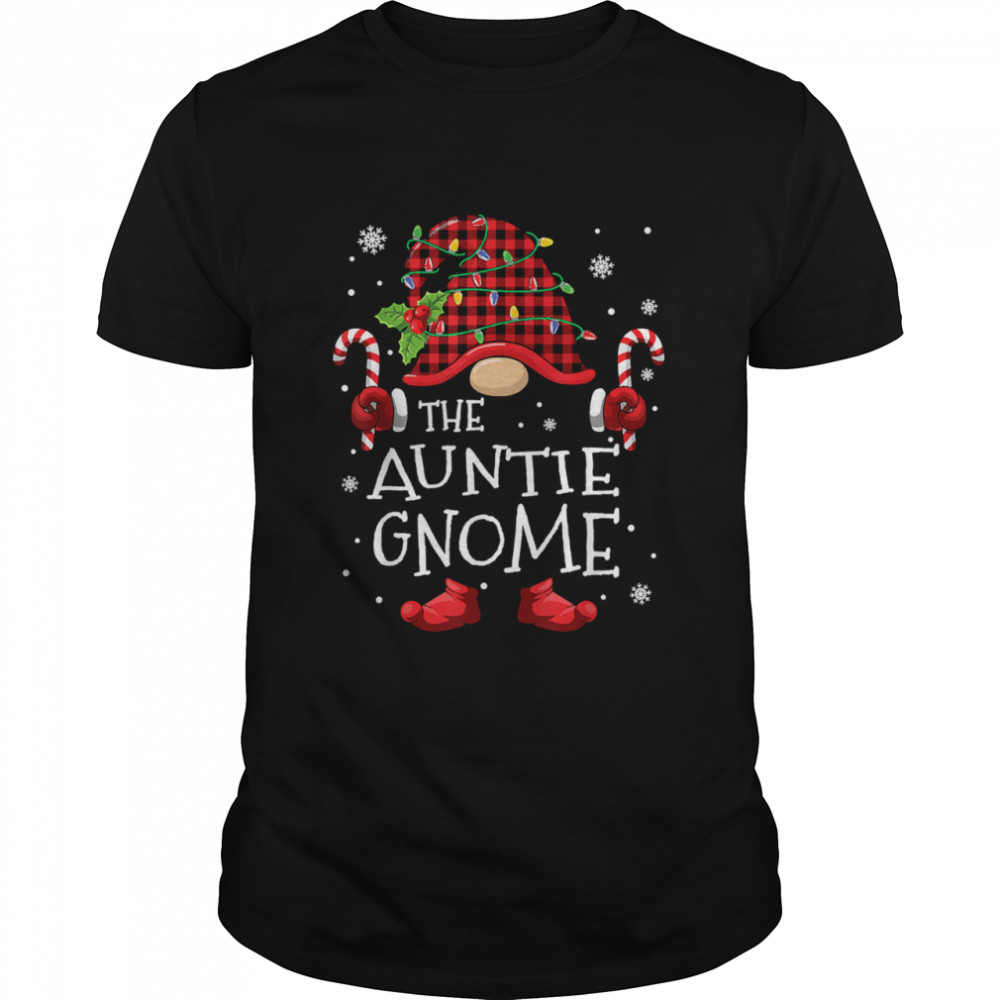 Auntie Gnome Buffalo Plaid Christmas Tree Family Xmas T-Shirt