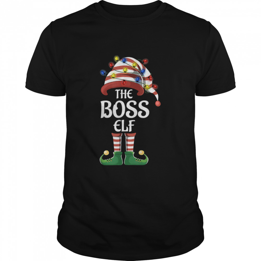 Boss Elf Lights Funny Matching Family Christmas Party Pajama T-Shirt