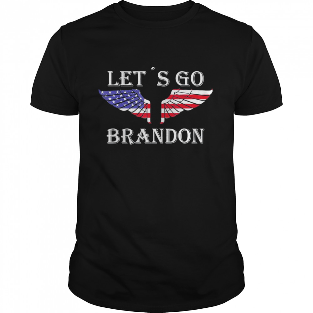 Let´s Go Brandon American Flag US Angel Wings T-Shirt