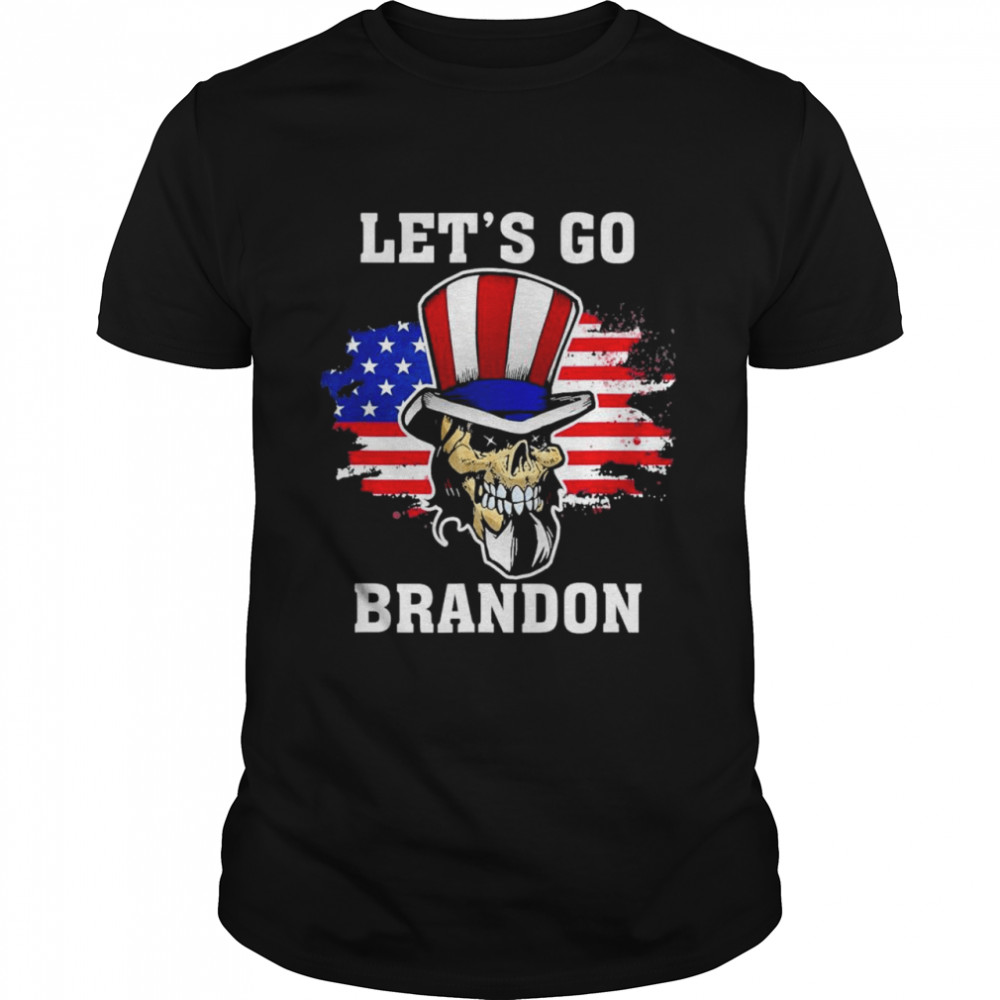 Lets Go Brandon Skull US flag retro shirt