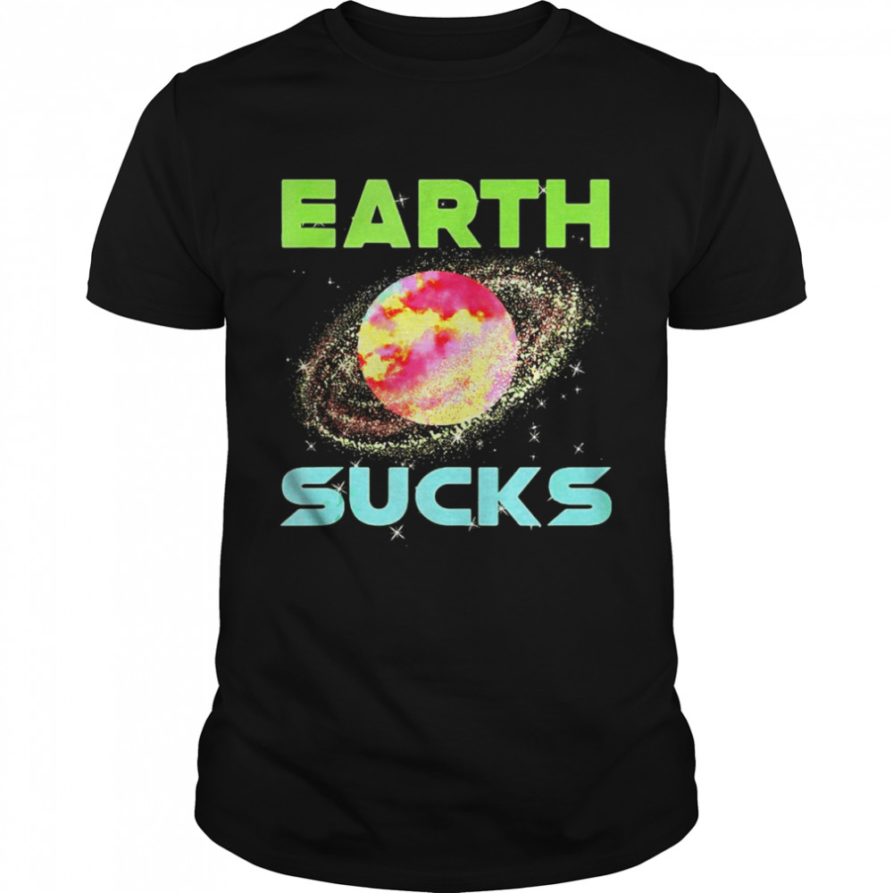 Outer Space Planet Retro Graphic Galaxy Earth Sucks T-shirt