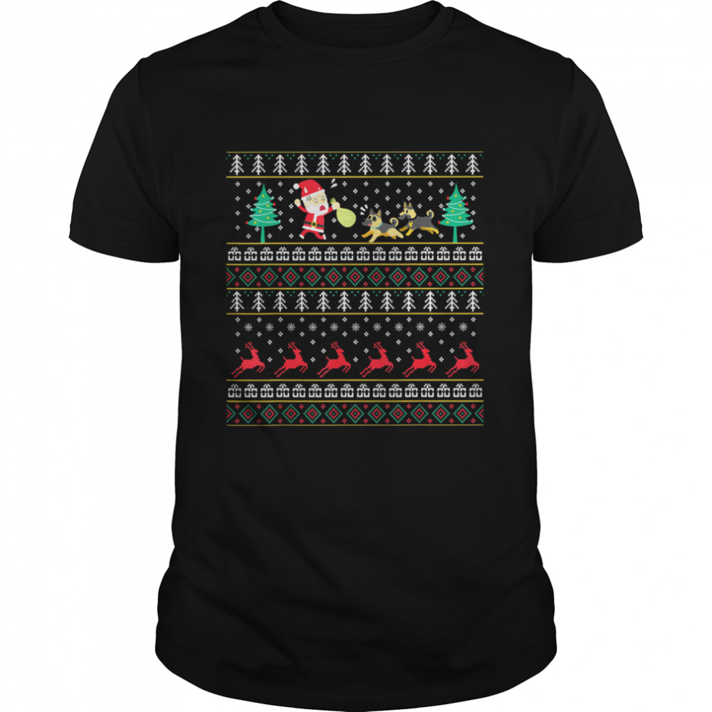 Chasing Santa German Shepherds Christmas T-Shirt
