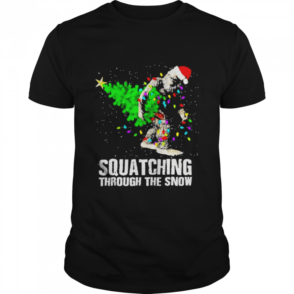 Bigfoot Squatching Through The Snow Christmas shirt