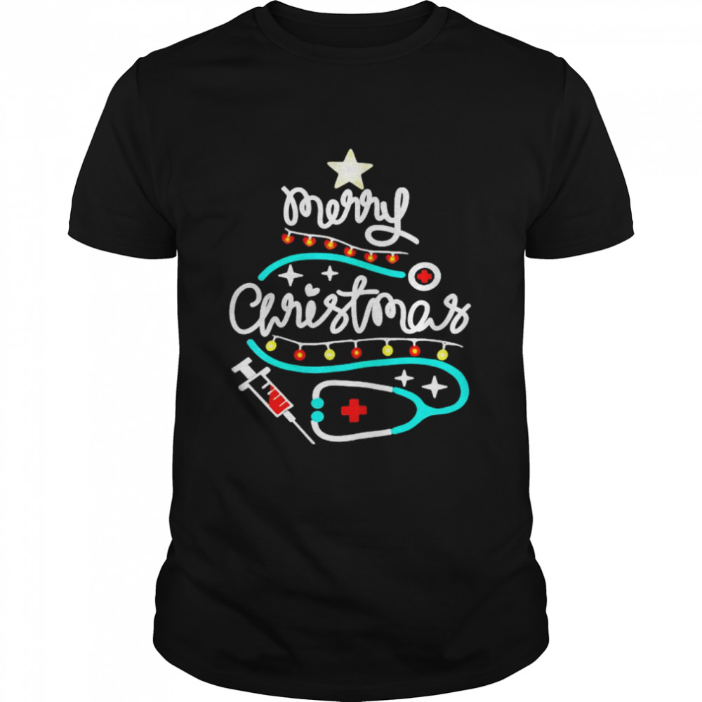 Christmas Tree Stethoscope RN LPN Scrub Nursing Xmas shirt