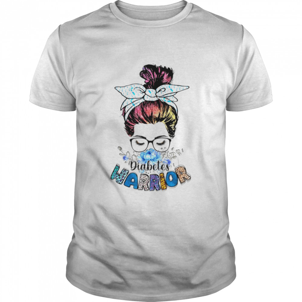 Diabetes Warrior T1D Messy Bun Hair Diabetes Awareness T Shirt