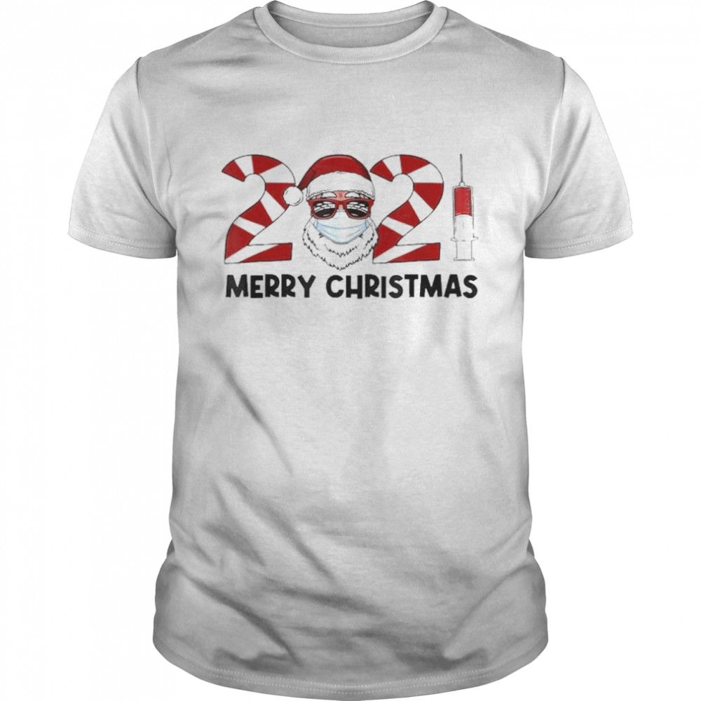 Merry Christmas 2021 Santa Wear Mask Quarantine Xmas shirt