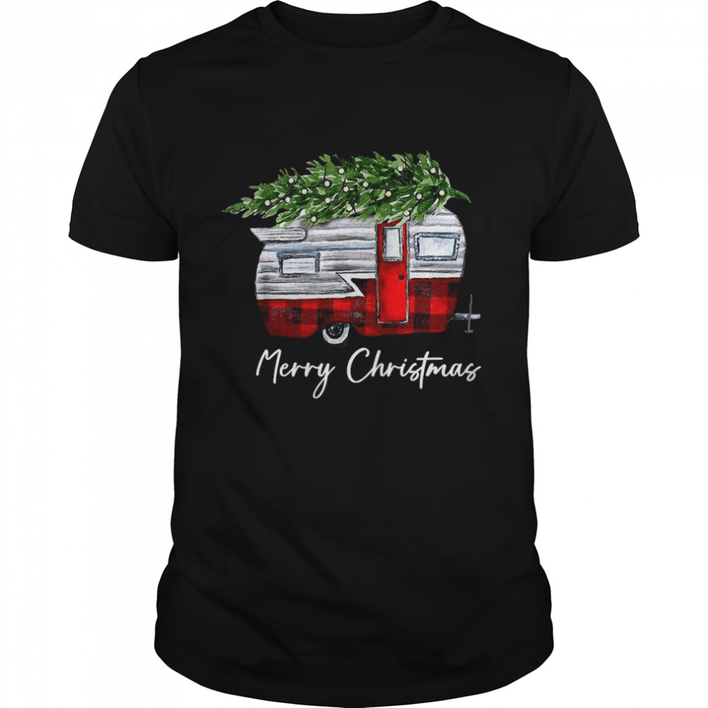 Merry Christmas Camping Caravan Xmas Tree T-shirt