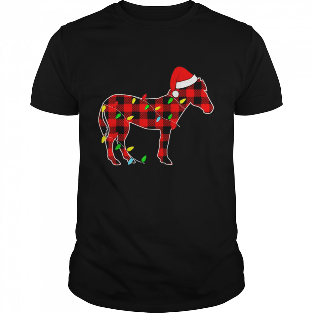 Red Plaid Christmas Lights Pajama Zebra Animals Lover T Shirt