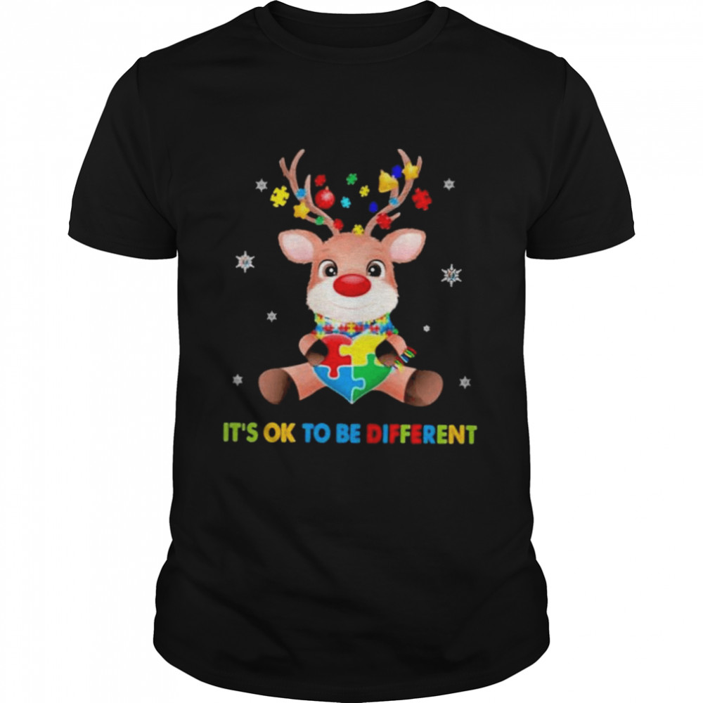 Reindeer It’s Ok To Be Different Autism Awareness Christmas Shirt