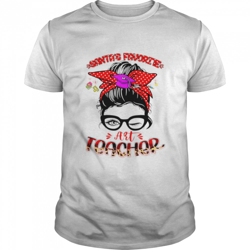 Santa’s Favorite Art Teacher Funny Christmas Pajama T Shirt