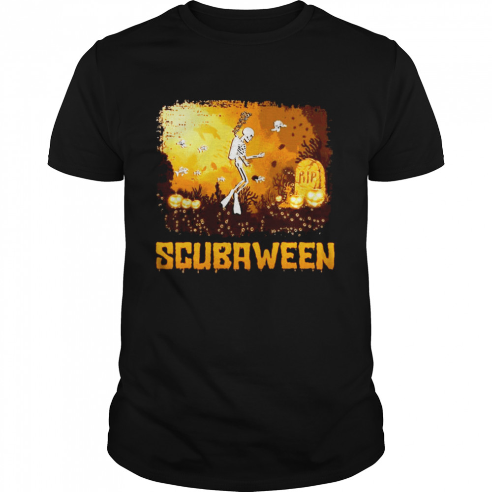 Skeleton Rip Scubaween Halloween shirt
