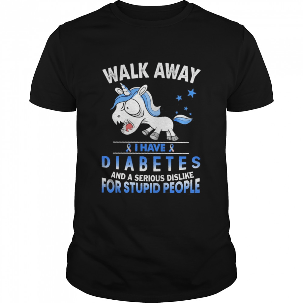 Unicorn Walk Away I Have Breast Cancer Awareness And A Serious Dislike For Stupid People Shirt