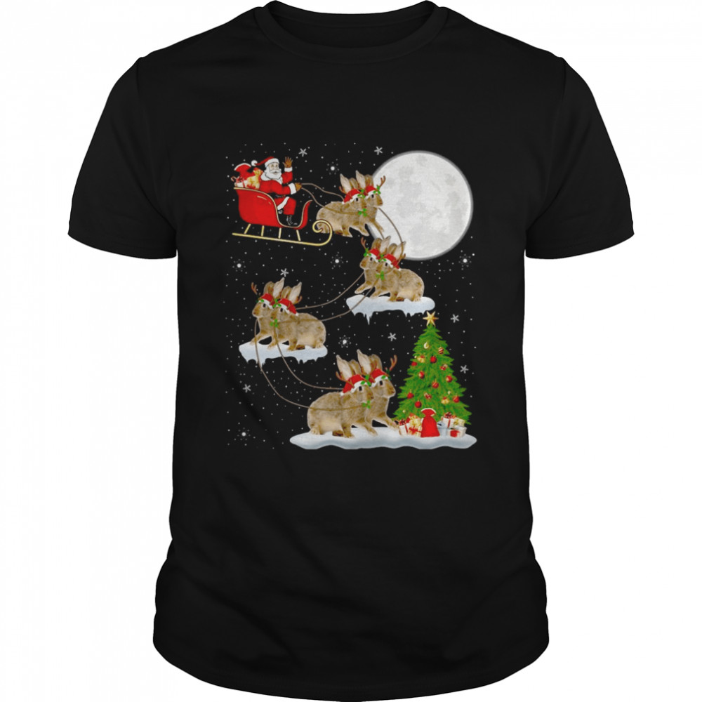 Xmas Lighting Tree Santa Riding Rabbit Christmas Sweater T-shirt