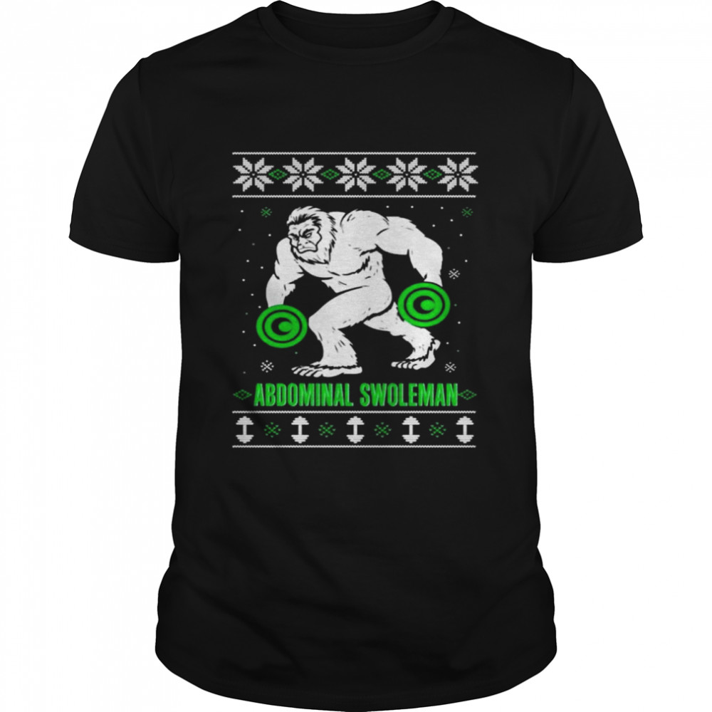 Bigfoot Abdominal Swoleman Ugly Christmas shirt