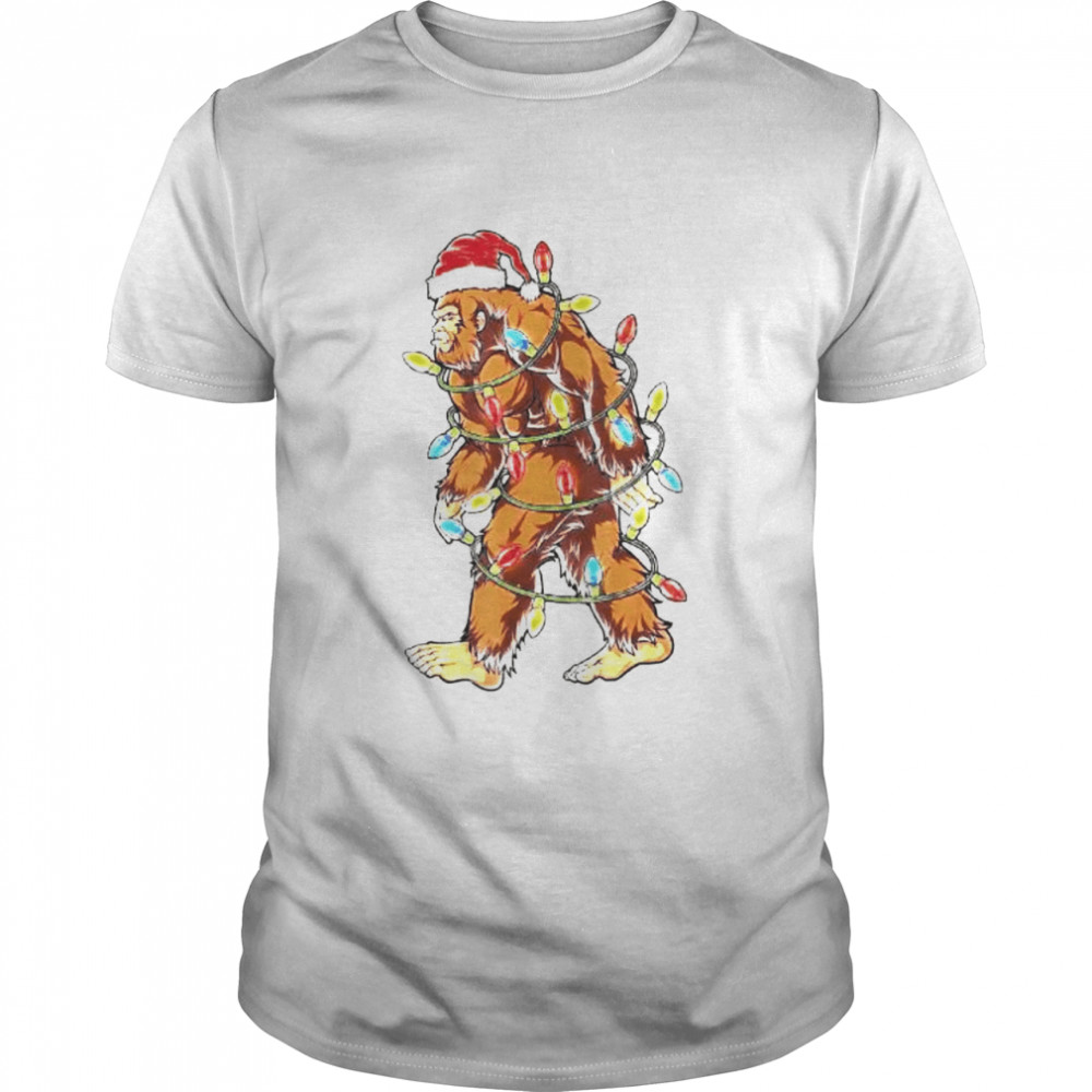 bigfoot Christmas light shirt