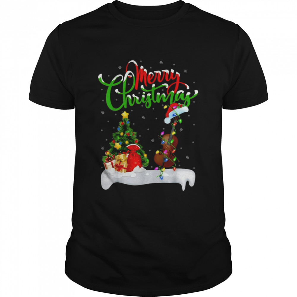 Cello Music Xmas Lighting Santa Cello Christmas Sweater T-shirt